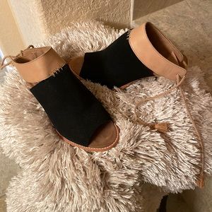 Black & tan suede sandals